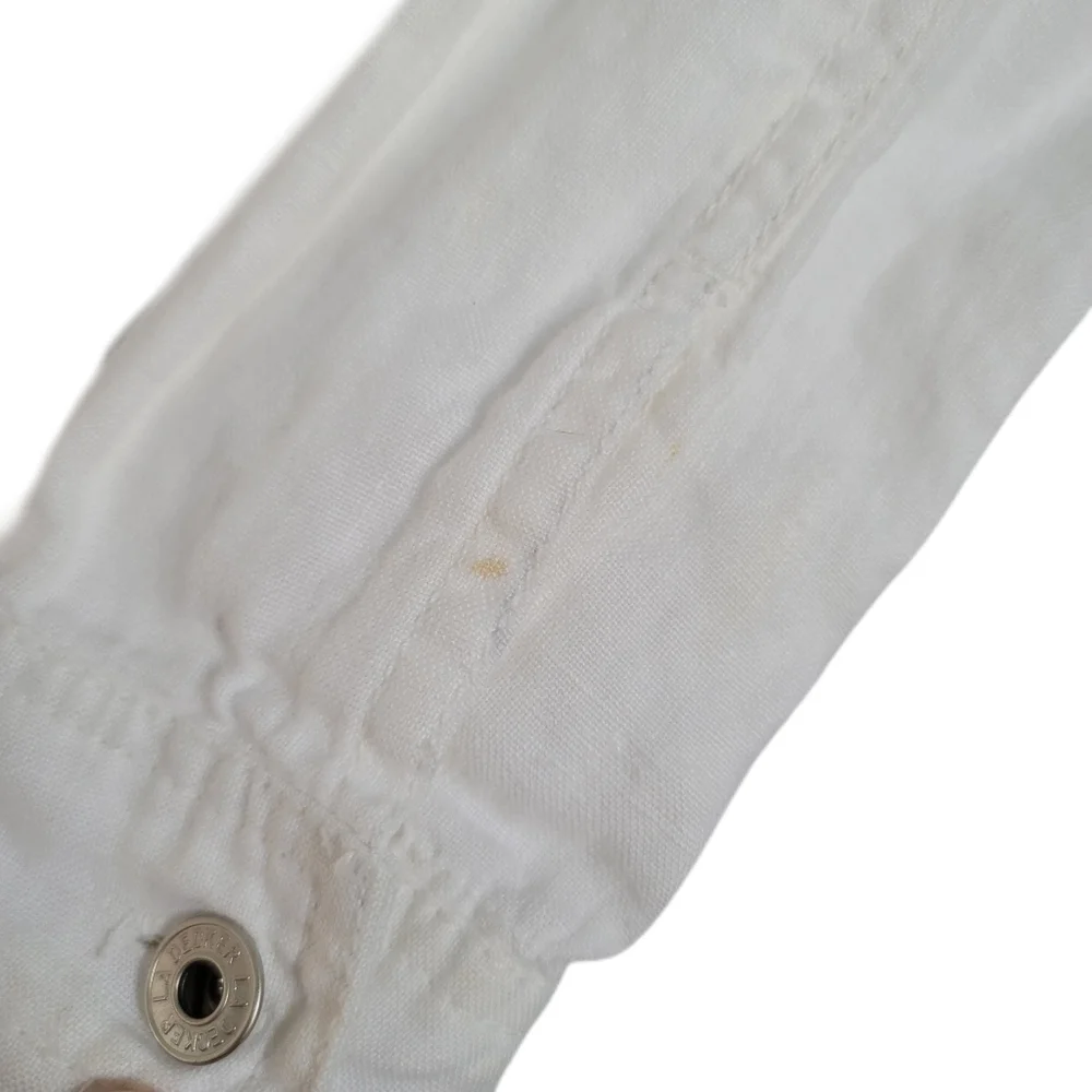 La Decker Jacket Juniors S Small White Linen Phoenix Long Sleeve Lightweight